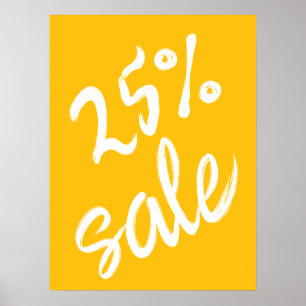 25 % Verkaufszeichen, 18 x 24 Gelb Verkauf Poster