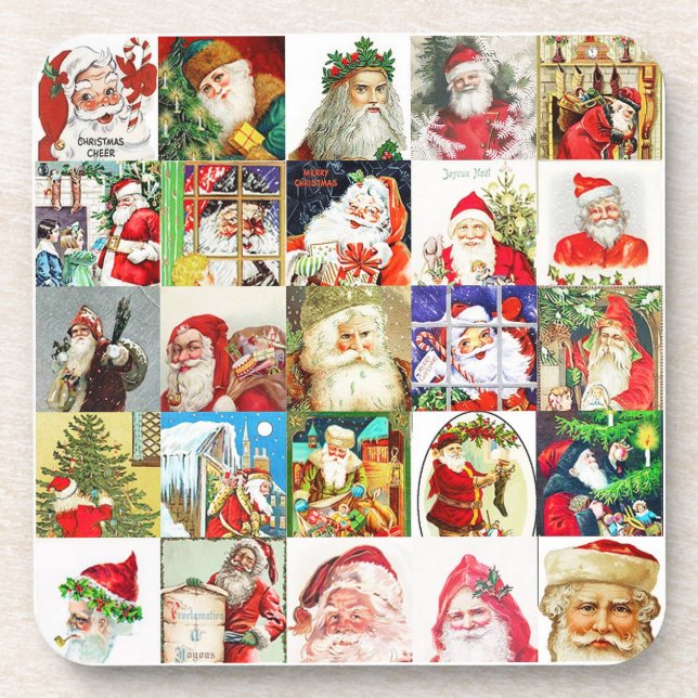 25 Verschiedene Santas Version 3 Untersetzer (Vorderseite)