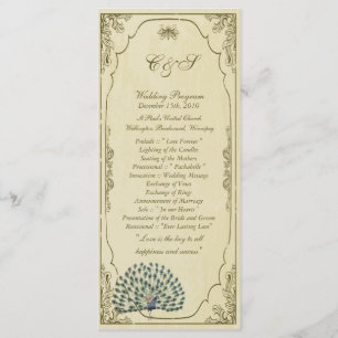 25 Vintage Pfau-Hochzeits-Programme Programm