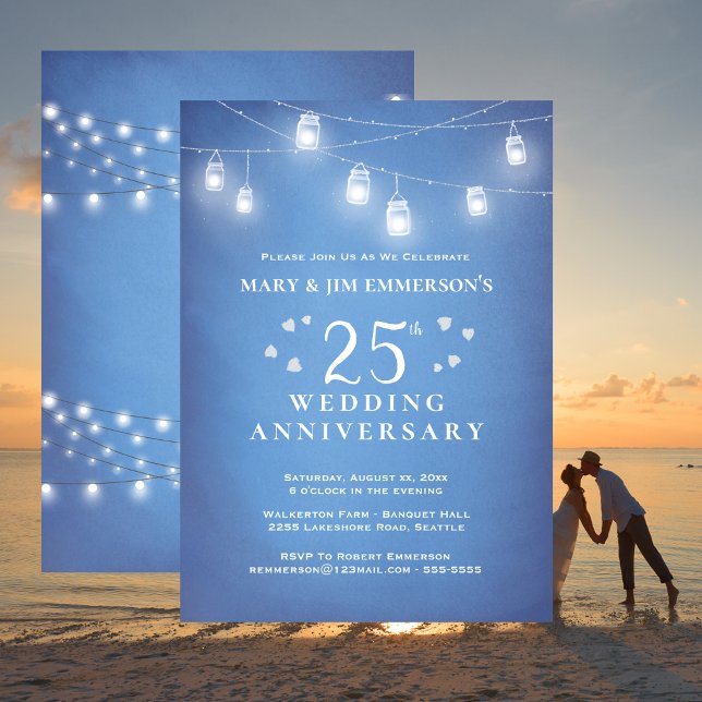 25. Wedding Anniversary String Lights Einladung (25th Wedding Anniversary String Lights Invitation)