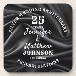 25. WEDDING JAHRESZEITALTER Silver Wedding Editabl Getränkeuntersetzer