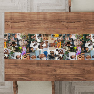 25 Zufällig überlappende Fotos Collage Vorlage Großer Tischläufer