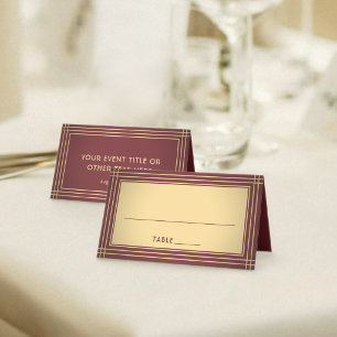 25er Pack Elegante klassische burgunderrote golden Platzkarte