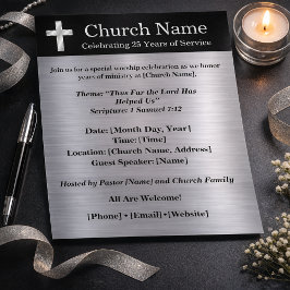 25th Anniversary Black Silver Church Invitation Flyer