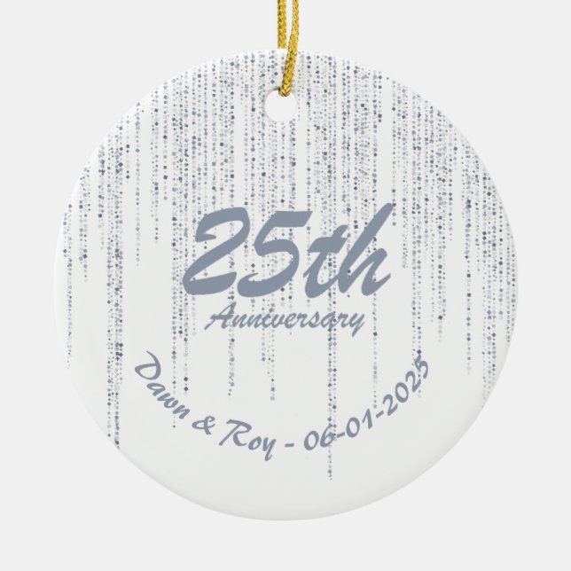 25th Anniversary Ornament Metal • Personalized Sil (Vorne)