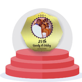 25th Gold Black Anniversary Gift Keepsake Fotoblock