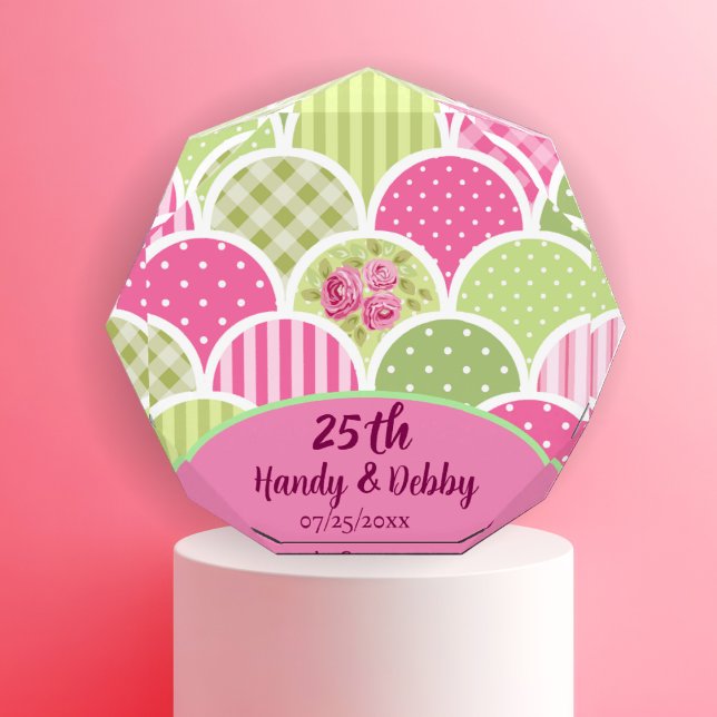 25th Modern Floral Pink Anniversary Photo Block  (Von Creator hochgeladen)