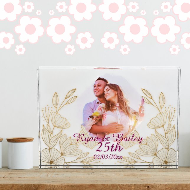25th Spring Flowers Wedding Anniversary Design Fotoblock (Von Creator hochgeladen)