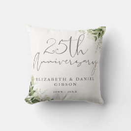 25th Wedding Anniversary Greenery Floral Kissen