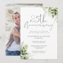 25th Wedding Anniversary Greenery Floral Photo