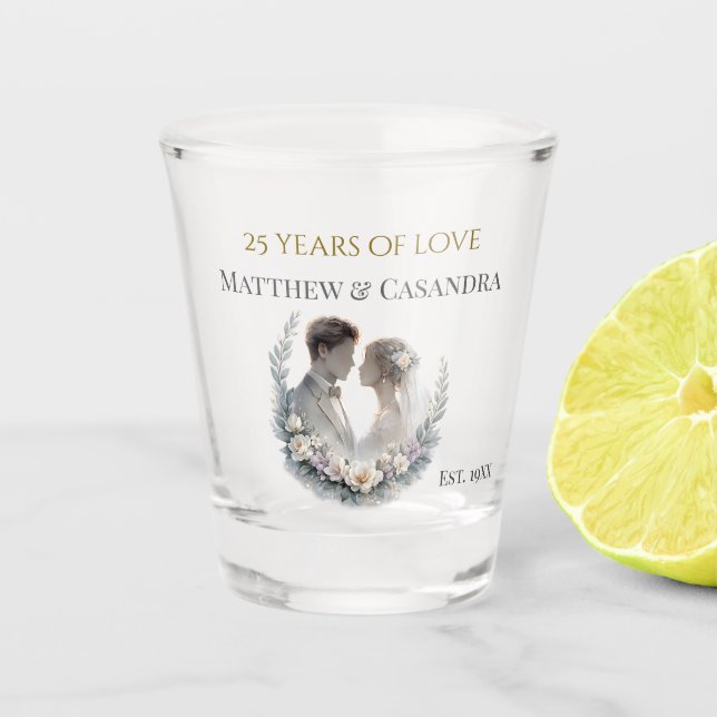 25th Wedding Anniversary Heirloom Celebration Schnapsglas (Vorderseite)