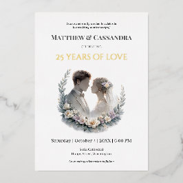 25th Wedding Anniversary Heirloom-Like Celebration Folien Feiertagskarte