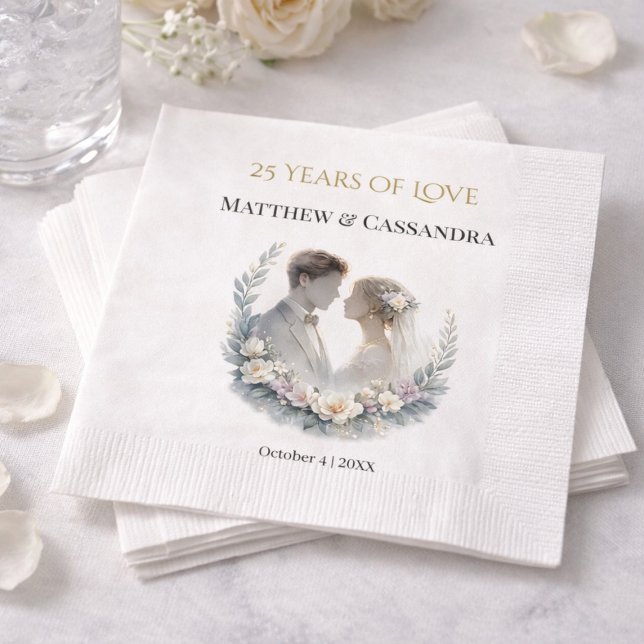 25th Wedding Anniversary Heirloom-Like Celebration Serviette (Von Creator hochgeladen)