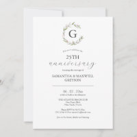 25th Wedding Anniversary Invitations Initial