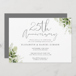 25th Wedding Anniversary Silver Script Floral Einladung