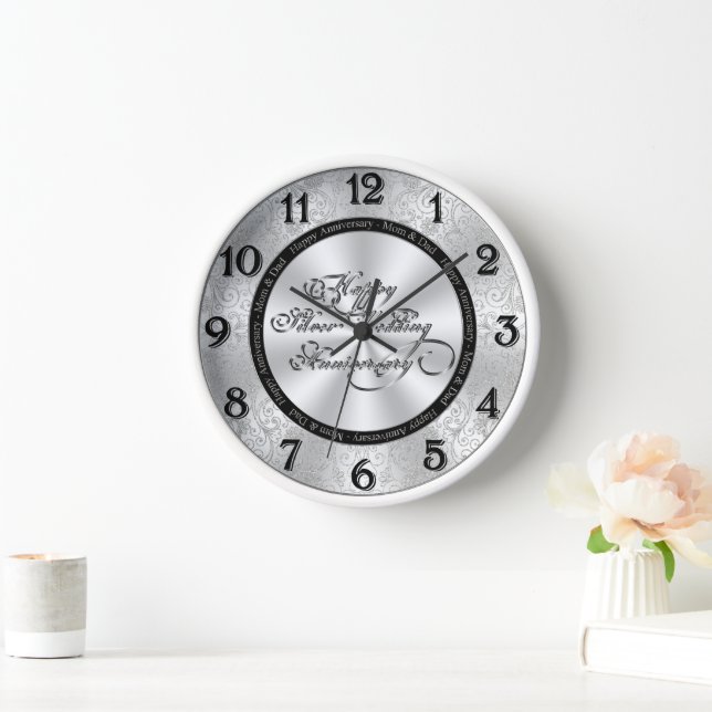 25th Wedding Anniversary Wall Clock Uhr (Zuhause)