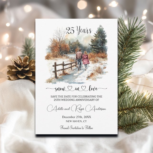 25th Wedding Anniversary Winter Landscape Romantic Save The Date (Von Creator hochgeladen)