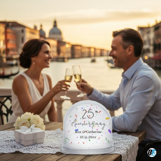 25th Wedding Anniversary With Classic Photo Schneekugeln (Von Creator hochgeladen)