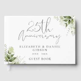 25th Wedding Silver Anniversary Greenery Photo Gästebuch