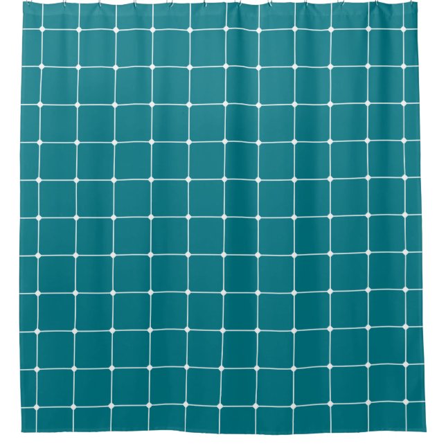 260216 Grid v2 - White on Biscay Bay Duschvorhang (Vorderseite)