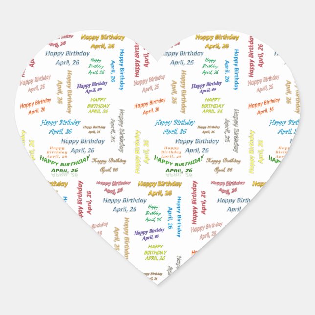 26. April Herz-Aufkleber (Vorderseite)