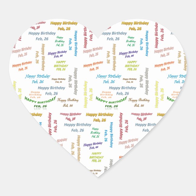 26. Februar Herz-Aufkleber (Vorderseite)