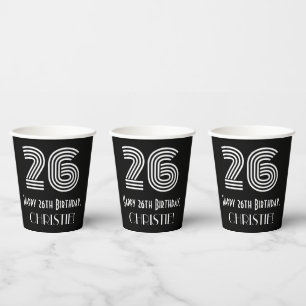 26. Geburtstag — Art Deco Inspiriert Look "26" + N Pappbecher