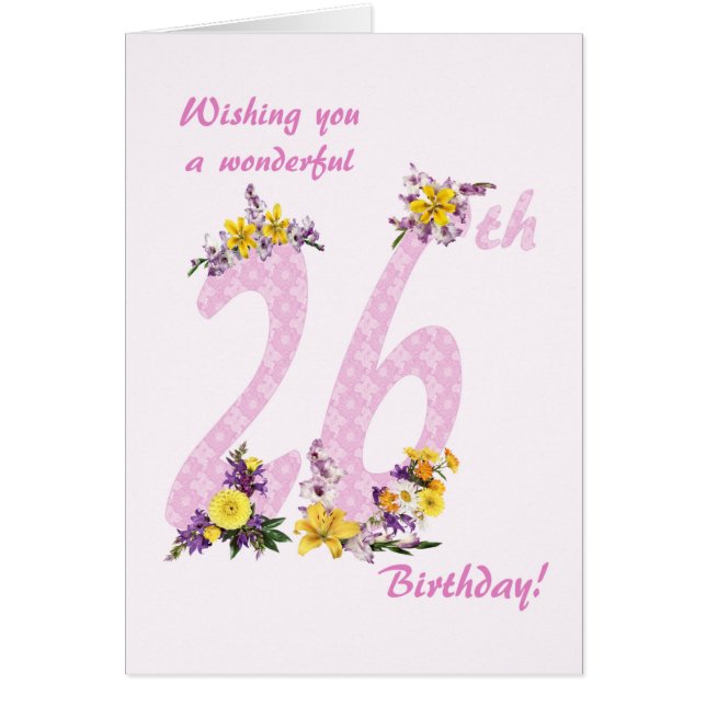26. Geburtstag Blume Dekorierte Zahlen (Vorne)