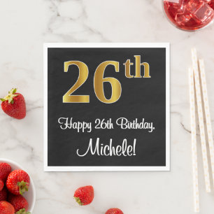 26. Geburtstag ~ Elegante Luxuriöse Imitate Gold L Serviette
