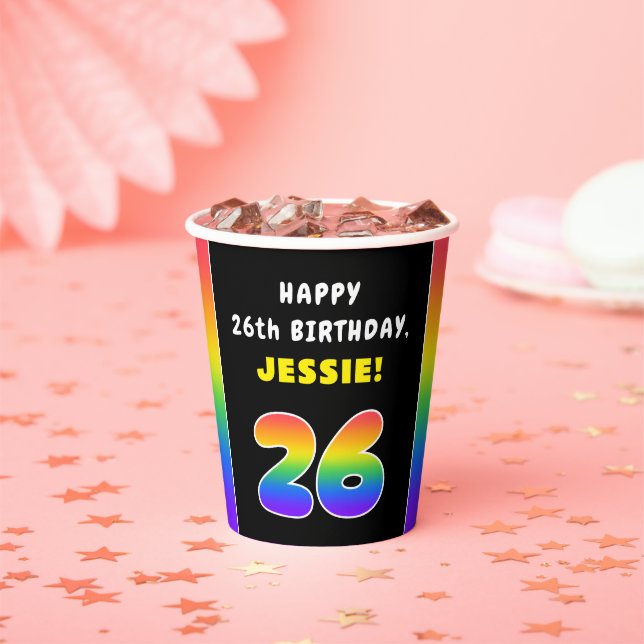 26. Geburtstag: Farbiger Regenbogen # 26, Individu Pappbecher (Insitu)