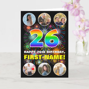 26. Geburtstag: Fun Rainbow #, Individuelle Name & Karte