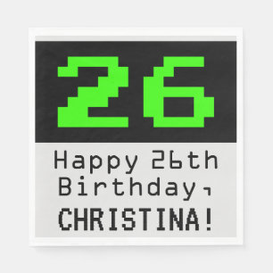 26. Geburtstag - Nerdy / Geeky Style "26" & Name Serviette