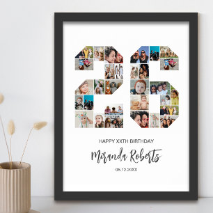 26. Geburtstag Nr. 26 Custom Foto Collage Poster