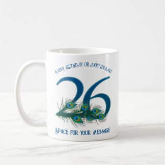26. Geburtstag oder Jubiläum Pfauenfeder Kaffeetasse