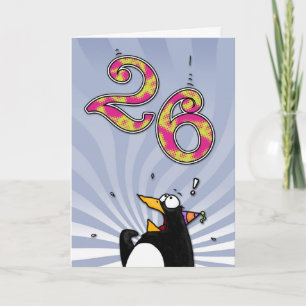 26. Geburtstag - Pinguin-Überraschungskarte Karte
