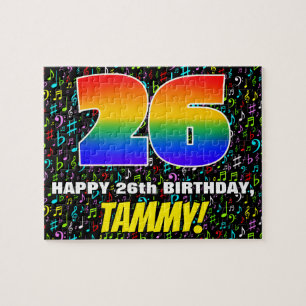 26. Geburtstag — Spaß, farbenfrohe Musiksymbole & Puzzle