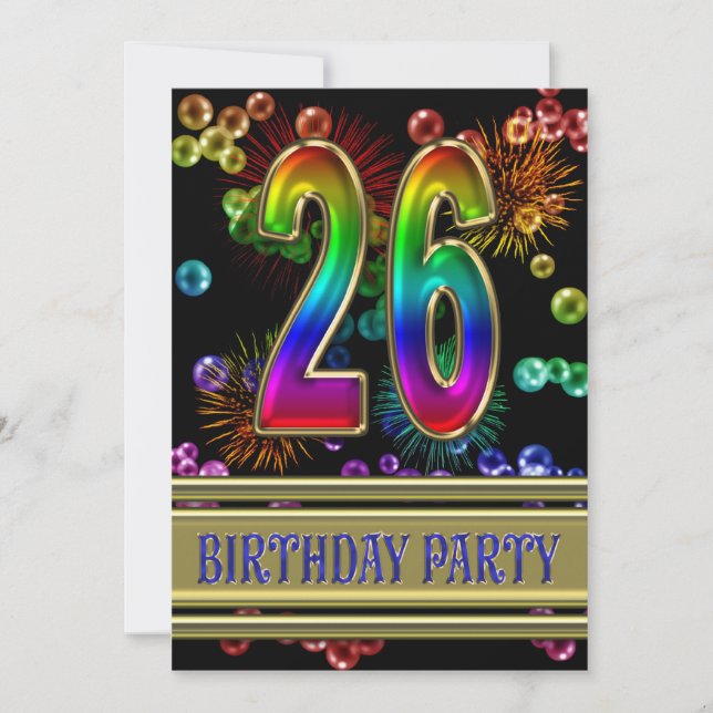 26. Geburtstags-Party Einladung mit Blasen (Vorderseite)