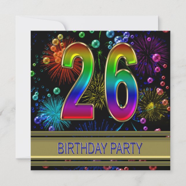 26. Geburtstagsparty Einladung mit Blasen (Vorderseite)