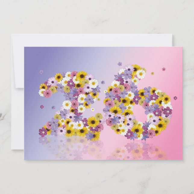 26. Geburtstagsparty mit Blumenbriefen Einladung (Vorderseite)