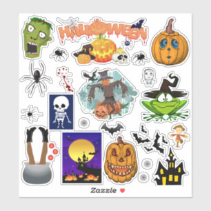 26 Halloween Mischung Set Spinne Zombie Hexe Aufkleber