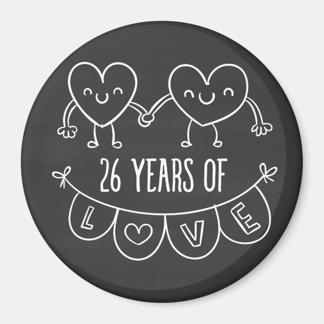 26. Jubiläum Geschenk Chalk Herzen Magnet (Vorne)