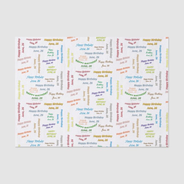 26. Juni Geburtstagstissue-Papier Seidenpapier (Vorderseite)