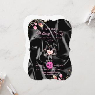 26. luxuriöse pinke und goldene Geburtstagseinladu Einladung