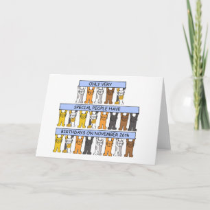 26. November Geburtstag Niedlicher Cartoon Katzen Karte