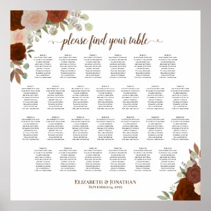 26 Rustikale Rose im Herbst Hochzeitstabelle Poster