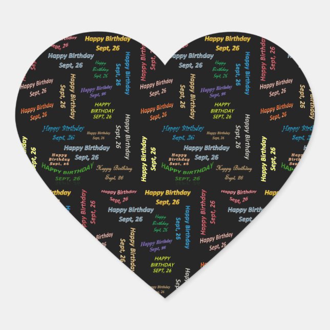 26. September Herz-Aufkleber (Vorderseite)