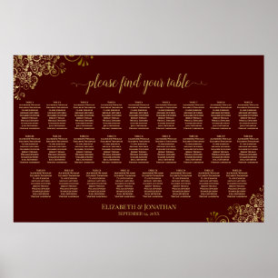 26 Tabelle Hochzeitskarte Auburn & Gold Lace Poster