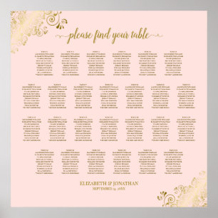 26 Tabelle Hochzeitskarte Rosa und Gold in Rosa Poster