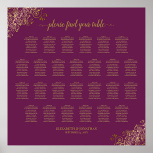 26 Tabelle Hochzeitskartentafeln Lila Gold Poster