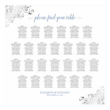 26 Tabelle Hochzeitssitzkarte blau auf Weiß
